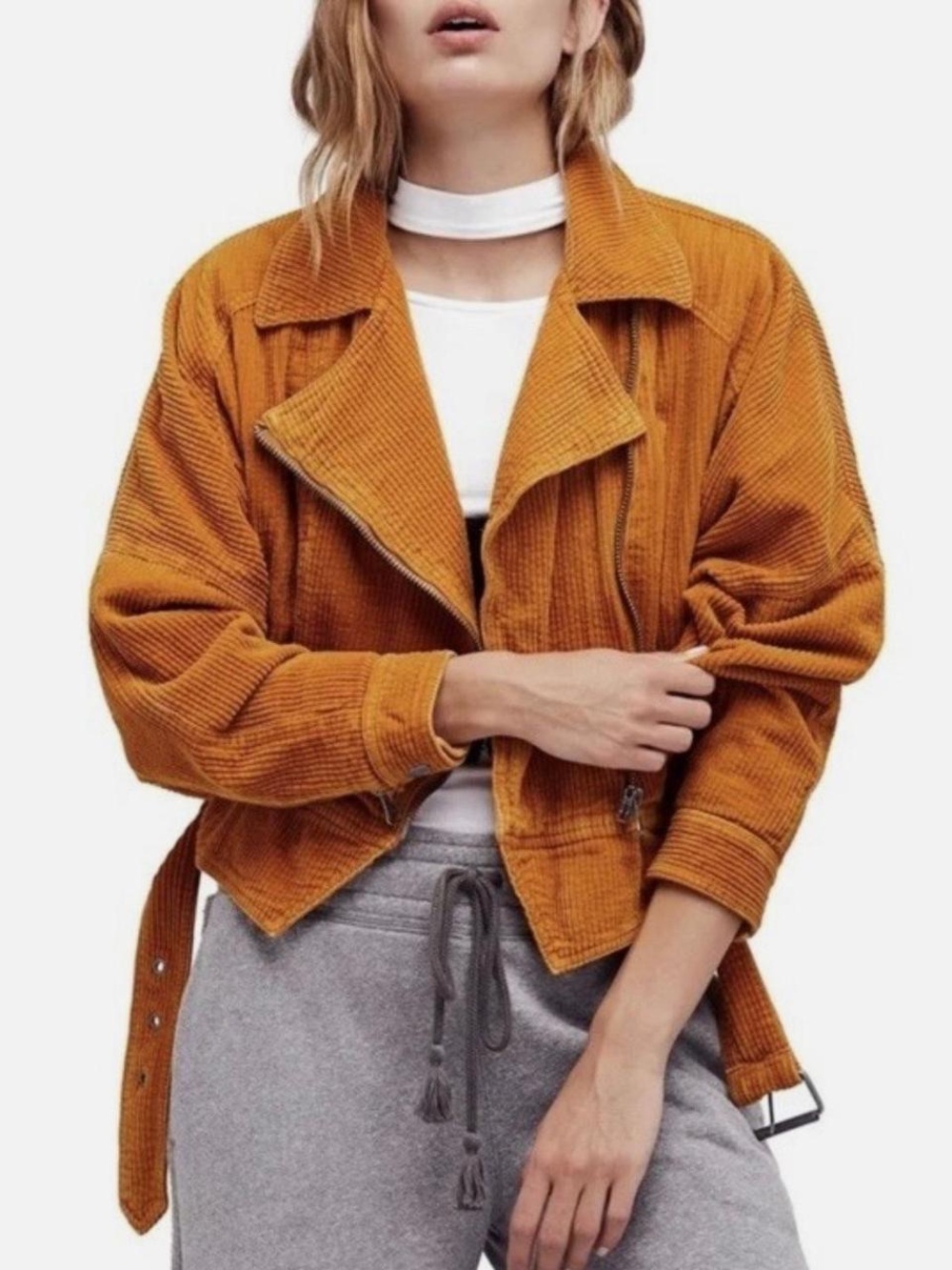 Free People Mustard Corduroy Moto Jacket
